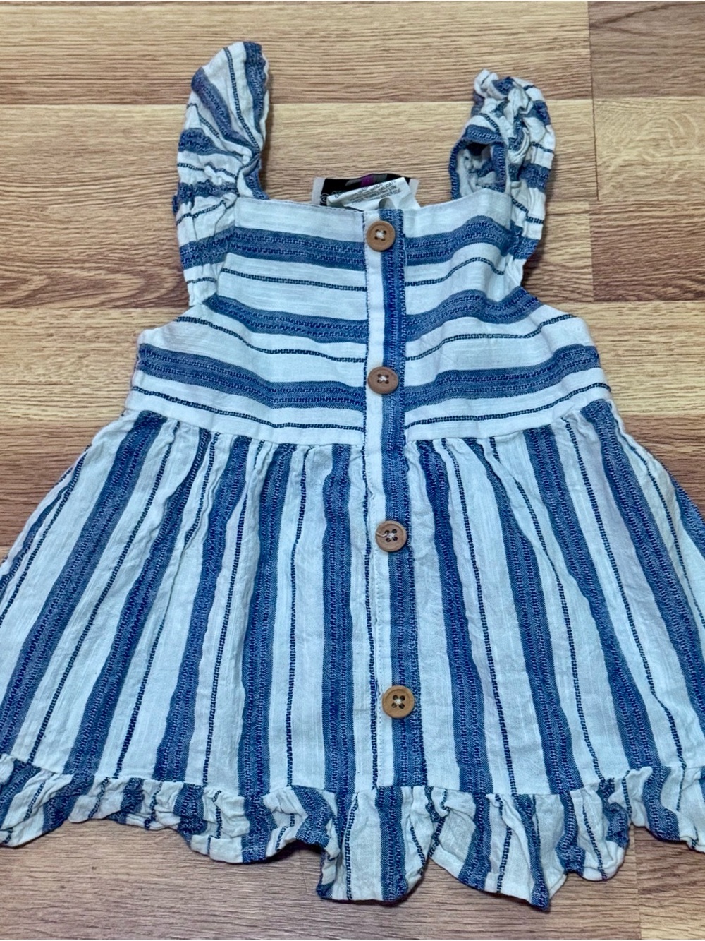 Rare Editions Striped Blue & White Button-Front Tunic, Size 3T